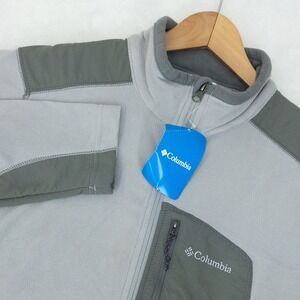Columbia Klamath Range Full Zip Jacket Mens Medium Grey Fleece Colorblock